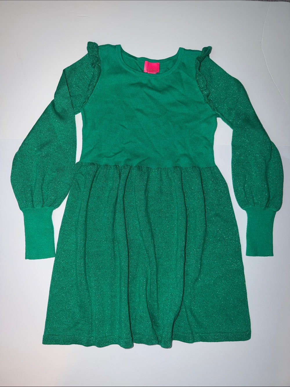 NWT Lilly Pulitzer Emerald Green Sparkle Long-Sleeve Knit Dress